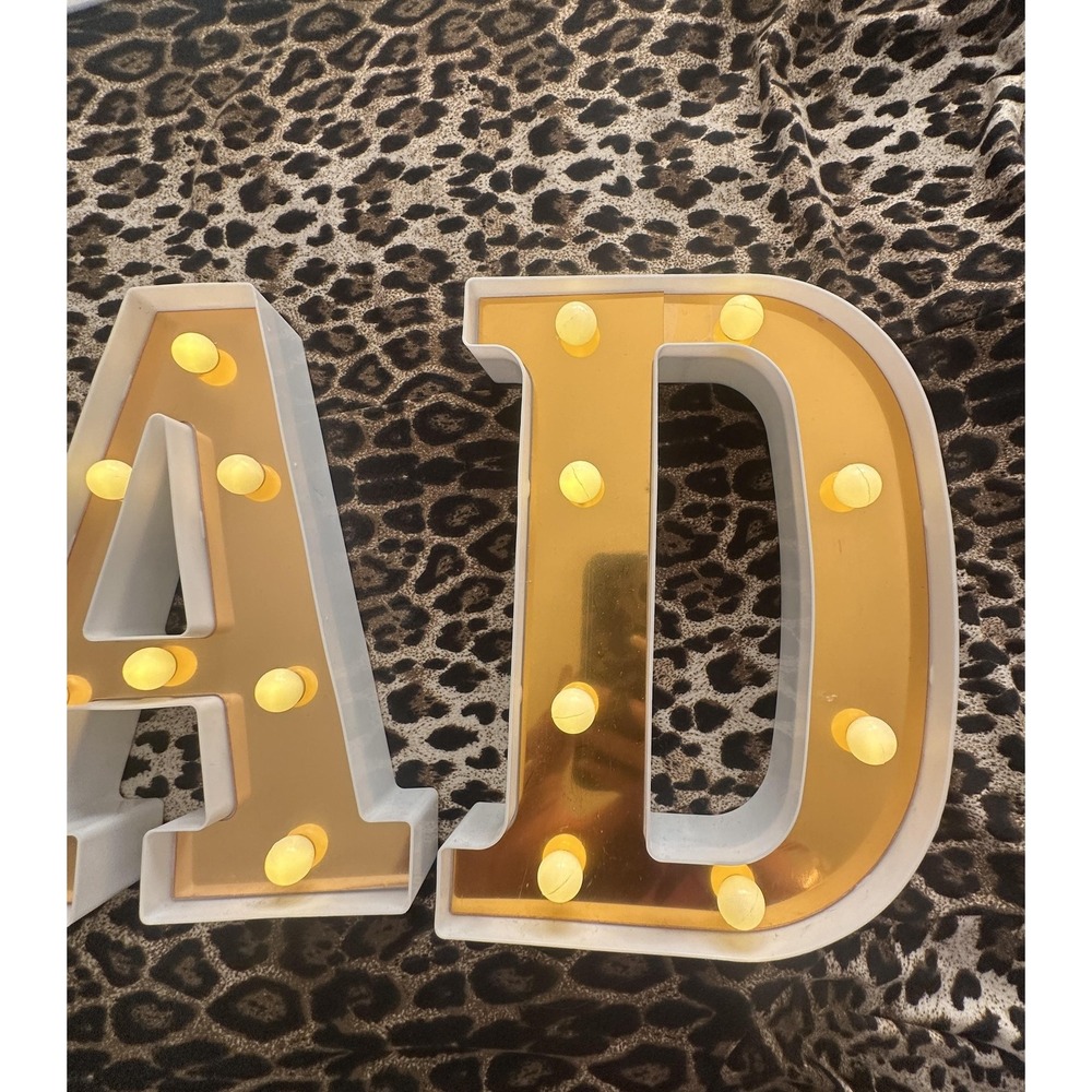 Gold Graduation GRAD Light Up LED Letters Table Decor + Congrats Grad Pennant - Picture 9 of 16